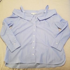 Off the shoulder button up dress shirt